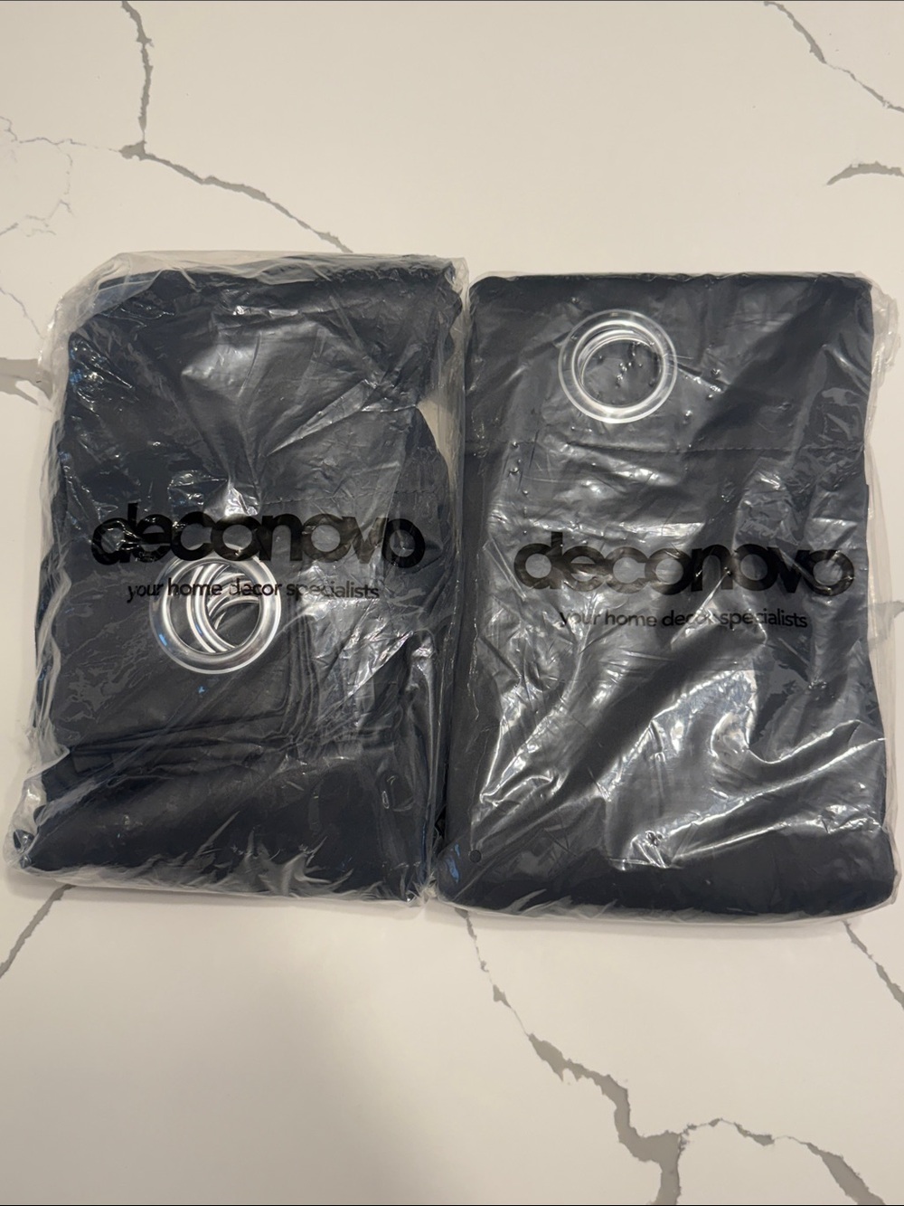 Deconovo Set of 2 Dark Grey Grommet Top Curtains 42” x 45” NEW